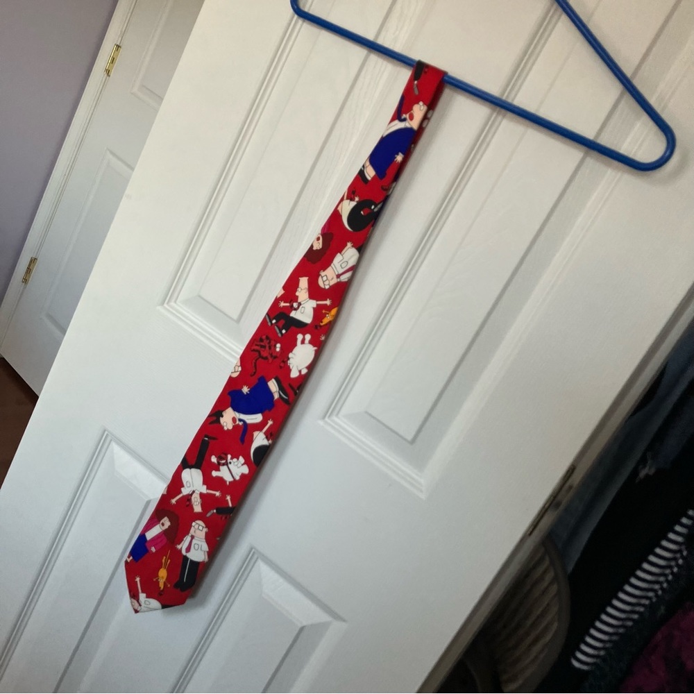 Dilbert Comic Print Red Men’s Silk Necktie